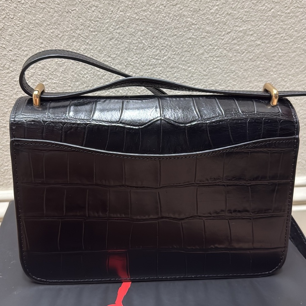 Coach Black Croc-Embossed Shoulder Bag - Picture 5 of 9